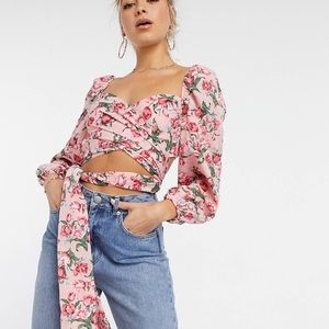 Saint Genies puff sleeve in blush floral print Size 4